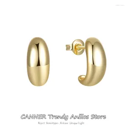 Boucles d'oreilles CANNER 925 en argent Sterling Vintage large sensation métallique dôme épais pour les femmes brillant en forme de C bijoux de luxe