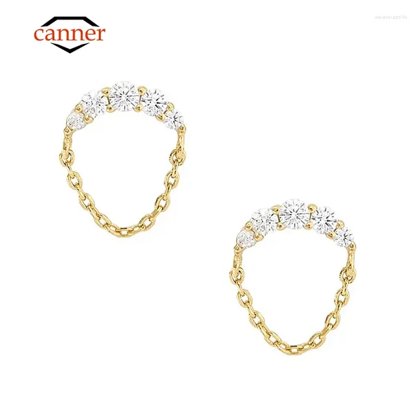 Boucles d'oreilles CANNER mode Simple petit Piercing Cartilage pour femmes Zircon perle 925 en argent Sterling boucle d'oreille bijoux fins