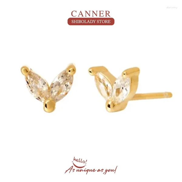 Pendientes CANNER Plata de Ley 925 auténtica para mujer, Pendientes con forma de ojo de caballo, circonita, joyería de oro coreana