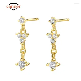 Boucles d'oreilles CANNER S925 en argent Sterling chaîne gland Zircon Piercing pour femmes bijoux fins Pendientes cadeau Oorbellen