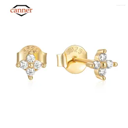 Boucles d'oreilles CANNER S925 en argent Sterling brillant coupe D couleur Moissanite pour femmes fleur Piercing bijoux fins cadeaux