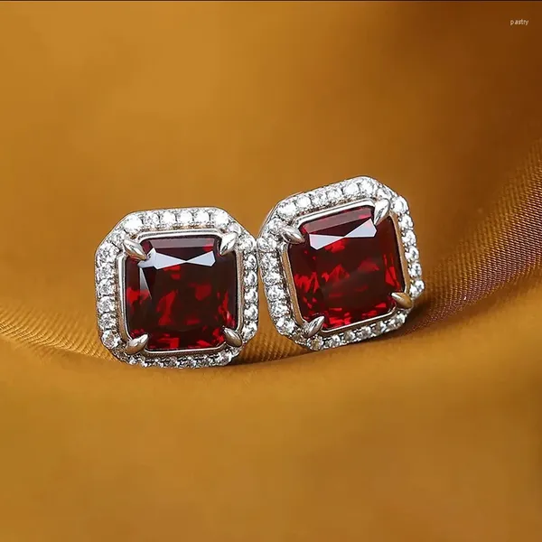 Pendientes de tuerca CAOSHI encantador circonita roja brillante joyería de ceremonia de boda a la moda para mujer temperamento elegante accesorios elegantes para mujer