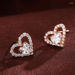 Boucles d'oreilles CAOSHI en forme de cœur délicat pour femmes, zircone brillante, vie quotidienne, cadeau de cérémonie de fiançailles élégant pour femmes