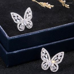 Boucles d'oreilles Caoshi Butterfly stéréoscopique élégant avec bijoux de luxe pavé cubique émounante pour femmes en gros