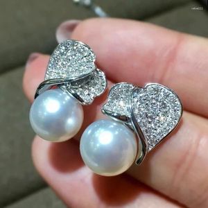 Stud -oorbellen Caoshi Sierlijke gesimuleerde parel voor vrouwen bruids bruiloft sieraden met briljante zirconia zilveren kleuraccessoires