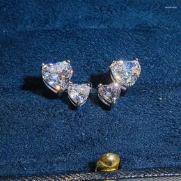 Boucles d'oreilles CAOSHI Sweet Lady Chic coeur zircone pour la vie quotidienne couleur argent bijoux cérémonie de fiançailles accessoires gracieux