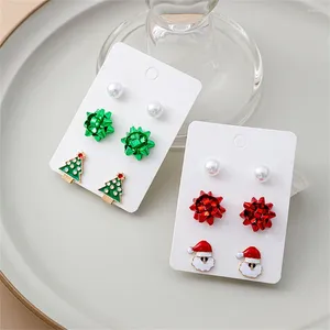 Boucles d'oreilles dessin animé père noël pour femmes, perle fleur, créativité personnalisée, cadeau de noël, bijoux fins