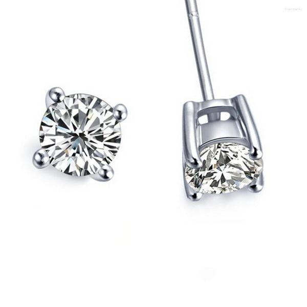 Pendientes de botón Pase certificado 0.3/0.5/1//2 Carat D Color VVS1 Moissanite For Her Solid 14K White Gold Wedding Jewelry