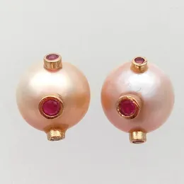 Boucles d'oreilles Champagne Mabe perle rouge zircon cubique strass pavé couleur or plaqué luxe pour femmes bijoux de mode