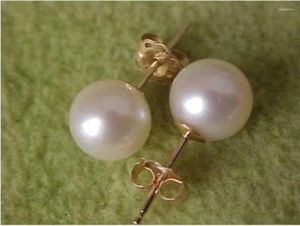 Boucles d'oreilles charmantes pour femmes, 7.5-8mm, véritable perle ronde blanche naturelle de la mer du sud, bijoux