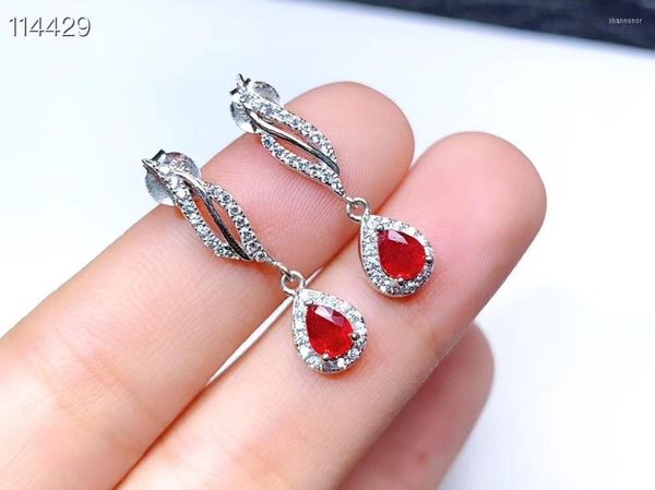 Pendientes de tachuelas Fashion encantador Ruby rojo para mujeres Silver Jewelry Girl Regalo Regalo Color Natural Gem Birthstone Party