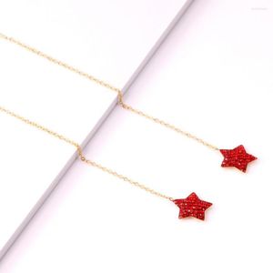 Stud-oorbellen Charmante high-end pentagram-ster terug hangend drop rechte sierjuwelen accessoire