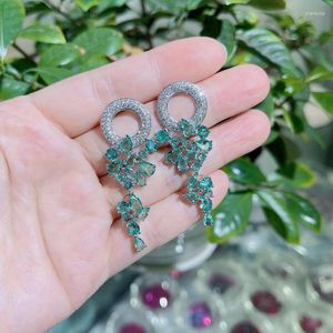Boucles d'oreilles Charms Goutte d'eau Cercle Fleur Vert Cristal Gland Rétro Luxe Femmes Bijoux Designer Amis Cadeau Coréen