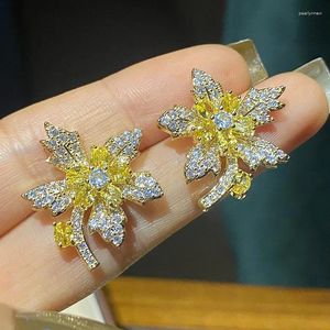 Boucles d'oreilles breloques jaune violet cristal feuilles étoile boucle d'oreille coréenne 2023 tendances mode compacte pour les femmes bijoux cadeau de mariage