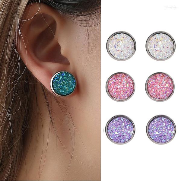 Boucles D'oreilles Charmsmic Harajuku Style Femmes Petit Rond Simple Givré Géométrique 12mm En Acier Inoxydable Femme Fille Cadeau