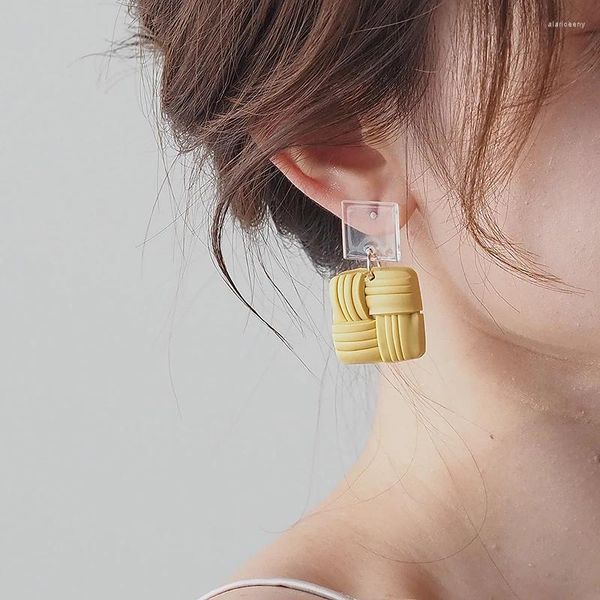 Pendientes de botón Tablero de cuadros Tira trenzada Sólido Pop Multicolor Resina Hecho a mano Arcilla polimérica Colgante Diario Casual Accesorios de moda