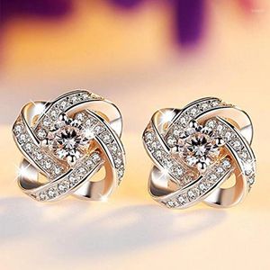 Boucles d'oreilles Chic pour mariée, mariage avec zircone cubique brillante, couleur argent/or, bijoux contractés à la mode pour femmes