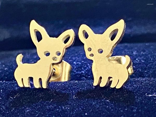 Pendientes de tuerca para niña, pendiente de cartílago de perro bonito para Chihuahua, joyería para trago de acero inoxidable, Piercing divertido para oreja de Animal, regalo de fiesta