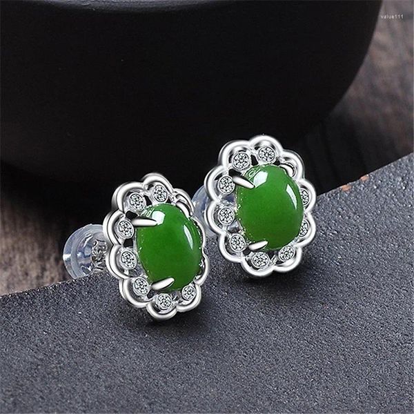 Boucles d'oreilles en Jade naturel chinois vert sculpté à la main, bijoux Boutique de mode, cadeaux pour hommes et femmes