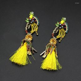 Stud -oorbellen Chinese retro sprankelende volledige strass prinses Tassel overdreven nachtclub bruid accessoires vrouw 567