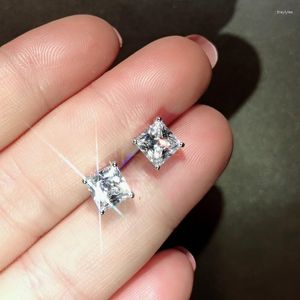 Oorknopjes Choucong Fine Square Earring Diamond Real 925 Sterling Silver Engagement Wedding For Women Bridal Party Sieraden