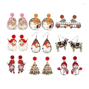 Boucles d'oreilles à tige en bois, père noël, décoration d'halloween, cadeau pour bijoux