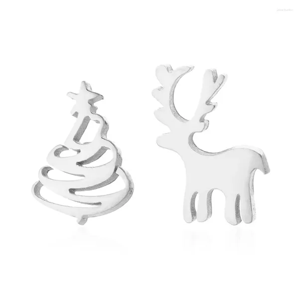 Boucles d'oreilles à tige en acier inoxydable, arbre de noël et renne, élan, petit cerf, antilope, forme d'orignal, perçage coréen du cartilage