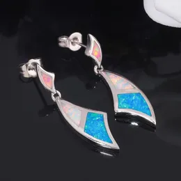 Boucles d'oreilles étalon la mode de la cinoullement créé bleu blanc rose incendie opale gouttes argentées pour femmes bijoux de fête de mariage 1 1/4