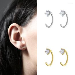 Stud -oorbellen cirkel samll hoepel voor vrouwen zilveren kleur mini kubieke zirkonia oor tragus kraakbeen piercing sieraden kbe382