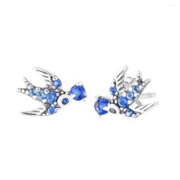 Stud -oorbellen CKK Sparkling Swallow voor vrouwen Pendientes Plata 925 Sterling Silver Jewelry Boucle Oreille