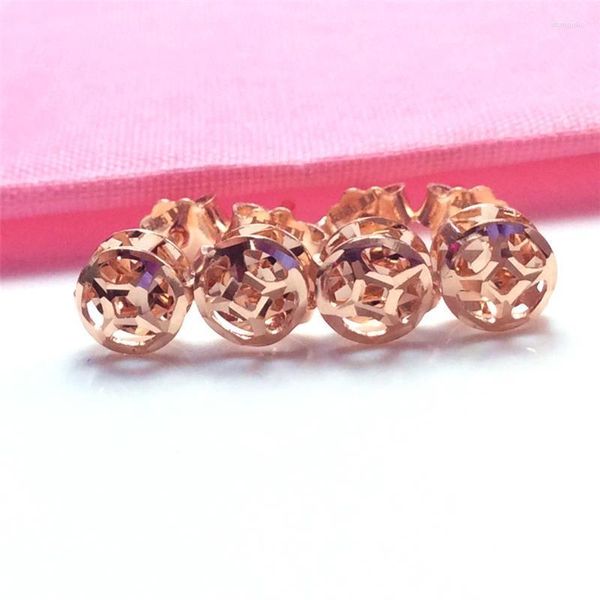 Pendientes de tuerca clásicos de oro púrpura 585, pendientes de moneda de cobre fino, moda de China, rosa de 14K para mujer, regalo de joyería de fiesta