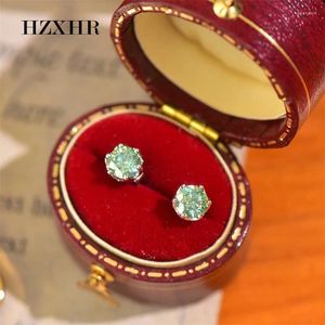 Boucles d'oreilles classiques en argent Sterling 925, Total 1-2 Carat, qualité supérieure, diamant rond vert Moissanite, bijoux pour femmes