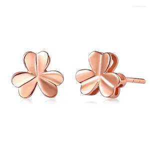 Stud Oorbellen Classic Clover AU750 18K Rose Solid Echt Puur Echt Goud Piercing Voor Vrouwen Vrouwelijke Upscale Kantoor Sieraden