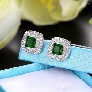 Stud -oorbellen Classic Cubic Zirconia Red Green Blue White Round Crystal Girl Ladies Multicolor Fashion Sieraden Gift
