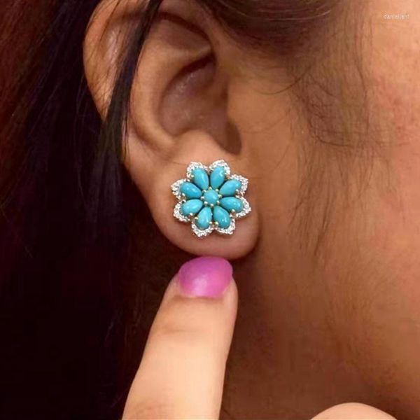 Boucles d'oreilles à tige, ensemble de bijoux classiques, bague turquoise naturelle, Boutique minimaliste pour femmes