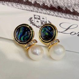 Boucles d'oreilles à tige en perles classiques pour femmes, avec coquille d'ormeau, cadeau Unique, anniversaire