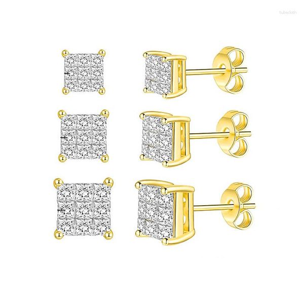 Stud Pendientes Classic Square Crystal Para Hombres Mujeres Punk Zircon Piercing Pendientes Hip Hop Hippie Joyería Accesorios OHE108