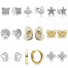 Stud Earrings Classic Wish Lucky In Love Clover Beauty Butterfly Earring 925 Sterling Silver For Women Party Gift Europe Diy Jewelry