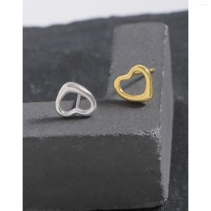 Boucles d'oreilles à tige Classique Femme Argent sterling Champagne Or évidé Coeur Mode Bijoux Amoureux Doux Romantique Vacances Cadeau