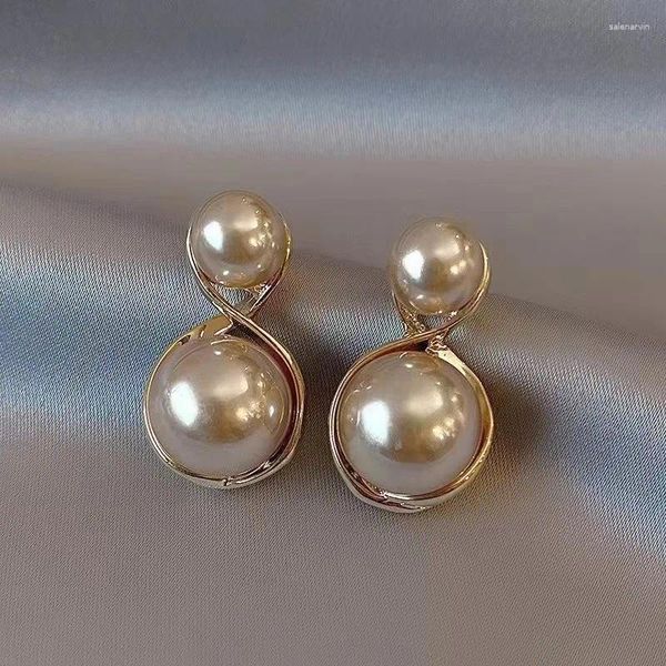 Boucles d'oreilles classiques pour femmes, manchette d'oreille en laiton et alliage de cuivre, Double perles pour fête d'anniversaire, accessoires bijoux