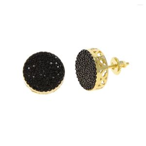 Pendientes de tuerca Venta de liquidación Dos tonos Oro Negro Color Micro Pave Cz Geométrico Forma redonda Tornillo Volver Hip Hop Pendiente para mujeres Hombres