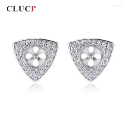 Boucles d'oreilles Cluci Simple Authentic 925 Silver Triangle Femmes Zircon Oreille d'oreille pour engagement de mariage Bijoux d'occasions formelles SE140SB
