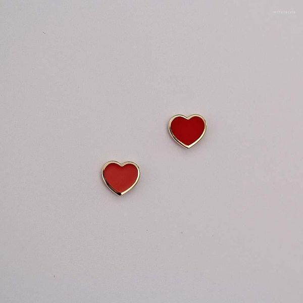 Pendientes de tuerca CMajor de oro de 14 quilates, joyería fina en forma de corazón rojo, estilo clásico minimalista, regalo para dama de honor para niños, niñas y mujeres