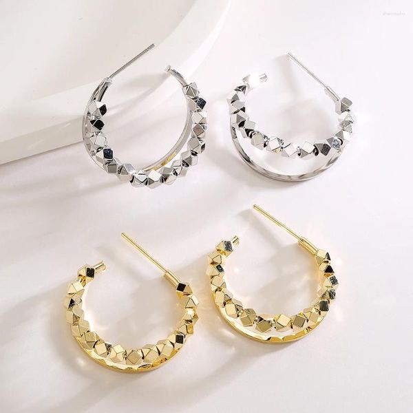 Boucles d'oreilles Cmoonry rétro européen et américain en métal en forme de C semi-circulaire pour femmes, bijoux à la mode, accessoires de fête, 2024