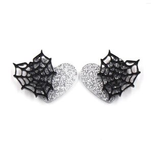 Pendientes CN Heart Spider Web TRENDY Regalo de Halloween Joyería acrílica en capas para mujer