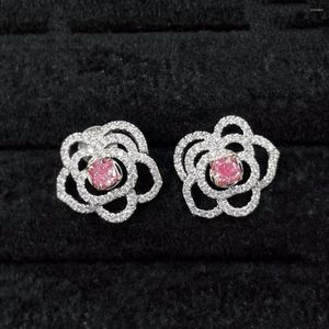 Boucles d'oreilles CNZX2023 diamants roses 0,36ct 18K or blanc Nature clous féminins pour femmes fines