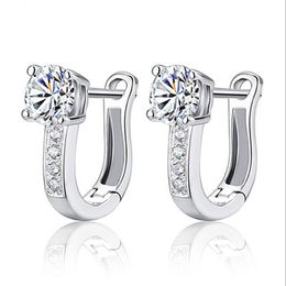 Boucles d'oreilles CodeMonkey couleur argent en forme de U avec Zircon brillant pour les femmes anniversaire mode bijoux cadeau CME1504Stud