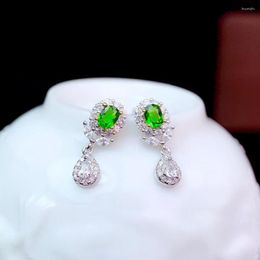 Boucles d'oreilles clous CoLife Jewelry Fashion Argent Gemstone 3mm 4mm Natural Diopside 925