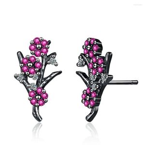 Oorknopjes Collectie 925 Zilveren Naald Wintersweet Blooming Plum Flower Vrouwen Black Blossom Crystal Branch Earring