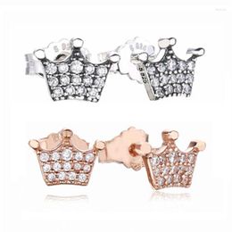 Stud Earrings Collection Hoge kwaliteit Rose Pink 925 Sterling Silver Enchanted Crown Earring